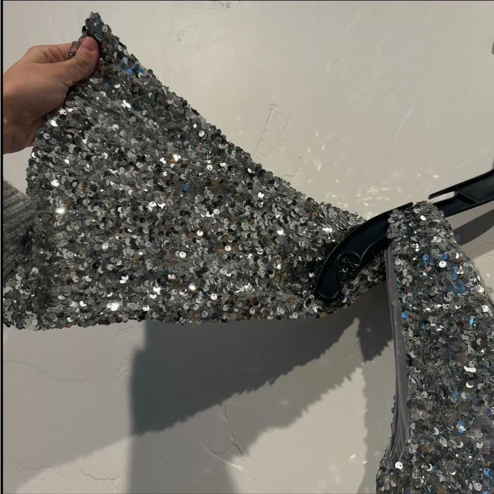 Sachin & Babi Jolie One Shoulder Sequin Gown Steel Blue - Picture 4 of 12